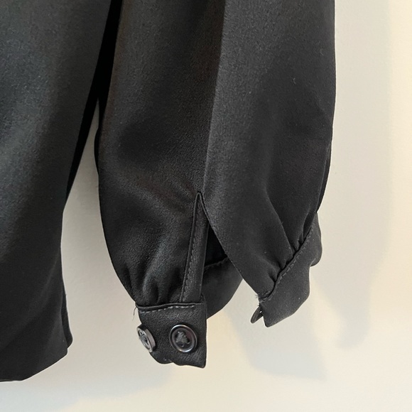 Kookai Size 34 Size 6 Black Crop 3/4 Sleeve Blouse Women’s Top Zip Back - Picture 5 of 14